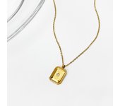 Peri'sBox Vintage Geometric CZ Stones Charm Necklaces For Women Titanium Steel Zircon Polaris Square Pendant Necklace