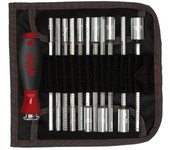 Wiha Juego de Destornilladores con Varillas Intercambiables SYSTEM 6 y Llave de Vaso Hexagonal, 13 Unid. con Bolsa Enrollable