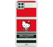 Funda original compatible con Samsung Galaxy A22 5G - Hello Kitty Franjas Rojas y Negras