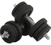 HOMCOM Conjunto de Mancuernas Ajustables de 25kg Juego de Pesas con Discos de 2,5/1,5/1,25 kg y Barras de Conexión de 2 kg Kit de Entrenamiento para Gimnasio en Casa