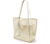 Mesh beach bag, women's shoulder tote bag, large capacity foldable mesh swim bag with pocket.-zmt