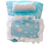 Juego de cama de 3 piezas para muñecas de 17 cm, incluye mantas y almohada para regalar
