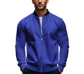 Nueva chaqueta de otoño para hombre, con cuello alto, color liso, deportiva, informal, con cremallera, de manga larga, abrigo para hombre