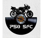 VinyWoody Reloj de Pared Disco de Vinilo Motocicleta Carretera Italiana P50 SFC Moto Decoracion