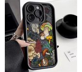 Case For iPhone 13 Cases iPhone 14 Pro Max Case Black Mushroom Silicone Phone Case For iPhone 15 12 11 XS X XR 7 8 Plus SE Cover