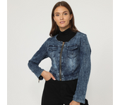 Chaqueta vaquera  SINTY azul denim efecto washed out con manga larga y cuello redondo,  Sin forro ,100% Algodón - SI-260070
