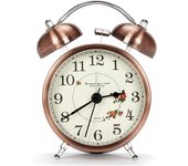 Reloj despertador clásico con campana, despertador silencioso retro vintage, despertador analógico luminoso para niños y adultos, cobre