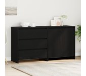 vidaXL 2-Pieza Consolas en Madera Elaborada de Roble Negro