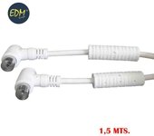 Edm Prolongador TV Video Acodada con Filtro 9,5mm 1,5m Blanca - Alta Calidad