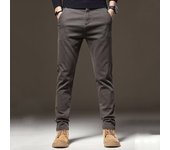 Autumn Winter Men's Elastic Straight Leg Thicken Pants Basic Streetwear Narrow Leg Casual Pants Daily High Waisted Trousers Male