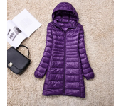 Plus Size White Duck Down Jacket Light-weight Down Jacket Women Inner Cloth Coat Ladies Long Winter Hat Hooded Femal