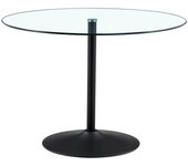Mesa Redonda de Comedor de Cristal Templado 110cm – Color Negro, Pata Metálica Central, Fácil de Montar – Marca HOGARDECORA
