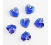 20Pcs/Lot Glass Heart Beads Blue 14mm Crafts Material DIY Crystal Charm Love Pendant Earings Jewelry Making Necklace Accessories