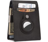 Slim Wallets for Men with AirTag Genuine Leather Minimalist Bifold Credit Card Holder with Money Clip RFID Male Wallet