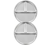 Juego de vajilla infantil de acero inoxidable con platos divididos para controlar las porciones, ideal para niños y adultos, ideal para almuerzos y cenas de camping (2 piezas)