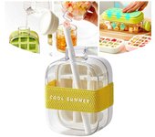 Cubitera, Bandeja para Cubitos de Hielo, Cubitera con Tapa y Recipiente, Cubitera para Botellas de Agua, Cubitera con Prensa en Forma de Tetera (Verde, 800 ml)