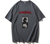 Hirsionsan Cinema Letter Printed T Shirt Women Summer Cotton Soft Short Sleeve Tee Female Oversized Higt Street Gothic Top
