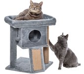 PawHut Árbol Rascador para Gatos Pequeños de 57 cm Torre para Gatos con Poste de Yute Rampa para Rascar Cama y Bola Colgante 40x40x57 cm