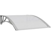 vidaXL Marquesina puerta policarbonato gris y transparente 100x75 cm