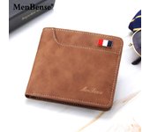Nueva cartera para hombre, estilo casual, con múltiples tarjetas, estilo esmerilado, corta, de PU, con tres pliegues.
