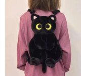 Cute Siamese cat backpack plush cartoon super hot black cat temperament cute backpack doll messenger bag