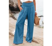 Spring and summer new women's casual pants solid color comfortable mid waist pants for women