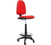 Piqueras Y Crespo Taburete Ergonómico Regulable en Altura con Aro Reposapiés Cromado Similpiel Rojo