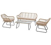 Conjunto de jardín Lambada sofá + 2 sillones + mesa beige
