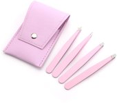 4Pcs High-Quality Eyebrow Tweezer Colorful Hair Beauty Fine Hairs Puller Stainless Steel Slanted Brow Clips Removal Makeup Tools