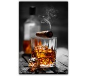 Fashion Bar Restaurant Wall Art Wine Glass Canvas Painting Whisky Bottle Cigar Aesthetic Poster for Living Room Home Decor