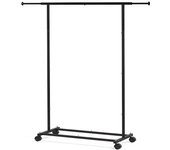 T-LoVendo Perchero Burro Extensible Ajustable con Ruedas con Barra y Estante Ropa Zapatos Bolsos - Negro