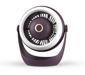 Ventilador de mesa recargable con luz nocturna y espacio grande inferior, ventilador de escritorio portátil, mini ventilador ultra silencioso (púrpura)