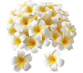 100 Pack blanco espuma Hawaiano Frangipani artificial Plumeria flor pétalos de pelo sombrero corona floral DIY decoración casera la boda 5cm