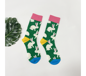 1 Pair Cartoon Cute Bunny Pattern Color Clashing Fashion Comfortable Women's Mid-calf Socks Suit In All Seasons