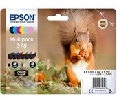 Epson 378 cartuchos de impresora ardilla originales paquete de 6 negro, cian, cian claro, magenta, magenta claro, amarillo (C1
