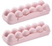 Juego de 2 refrigerador huevo titular plástico huevo titular para 12 huevos con tapa (caqui)