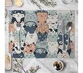 4pc/6pc Children's Cute Animal Style Pattern Placemat Cotton Linen Fabric Table Mats Family Dinner Tableware Kitchen Table Mat