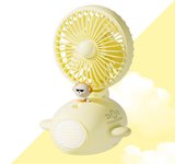 Ventilador de nebulización portátil Humidificador lindo Ventilador de pulverización de escritorio de verano Ventilador de humidificador de carga USB Ventilador personal (amarillo)