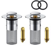 Colador de fregadero, colador de baño emergente, tapón de fregadero de baño 2 en 1 con cesta extraíble de acero inoxidable para fregaderos, bañeras, duchas y desagües de piso (1 unidad)