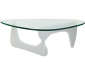 Mesa NOG, baja, lacada blanca, tapa de cristal 19 mm. 130 x 91 cms