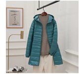Plus Size White Duck Down Jacket Light-weight Down Jacket Women Inner Cloth Coat Ladies Long Winter Hat Hooded Femal
