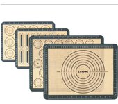 Pack de 4 tapetes de silicona antiadherentes para hornear con medida para macarrones, pastel, pan y pizza, Tapete para hornear, Tapete de silicona, Papel para hornear, lámina para hornear, Tapete para Masa, mantel individual sin BPA (GRIs)