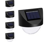 Paquete de 4 luces solares para cerca, inalámbricas IP65, impermeables, luces solares para patio, escaleras, postes, piscina, patio y jardín