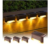 Luces Solares para Exterior, paquete de 4 Luces para Escaleras, iluminación LED waterproof para Escaleras Exterior