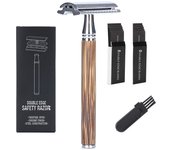 Men Safety Shaving Razor Bamboo Handle Double Edge Comb Head Classic Manual Razor Shaver Classic Mens Shaving With 5Pcs Blade