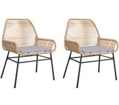vidaXL Sillones de jardín con cojines 2 uds ratán sintético marrón