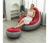 Sofá inflable con reposapiés, sofá plegable con reposapiés, sofá perezoso inflable, asiento hinchable, sillón hinchable con reposapiés, sofa de aire con reposapies, ideal para siesta, descansar en casa, oficina, camping, pation, terraza, jardín.