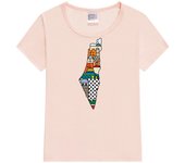 I Love Palestine My Homeland Palestinian Map with Kufiya Hatta Pattern and Most Sacred Cites -wht Baby T-Shirt