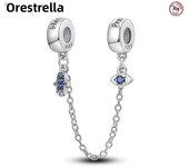 New 925 Sterling Silver Stars & Moon Sunflower Safety Chains Spacer Beads Charms Fit 925 Original Bracelets DIY Jewelry