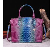 Ombre Crocodile Embossed Handbag  Classic Style Crossbody Bag Women's Leather Satchel Purse